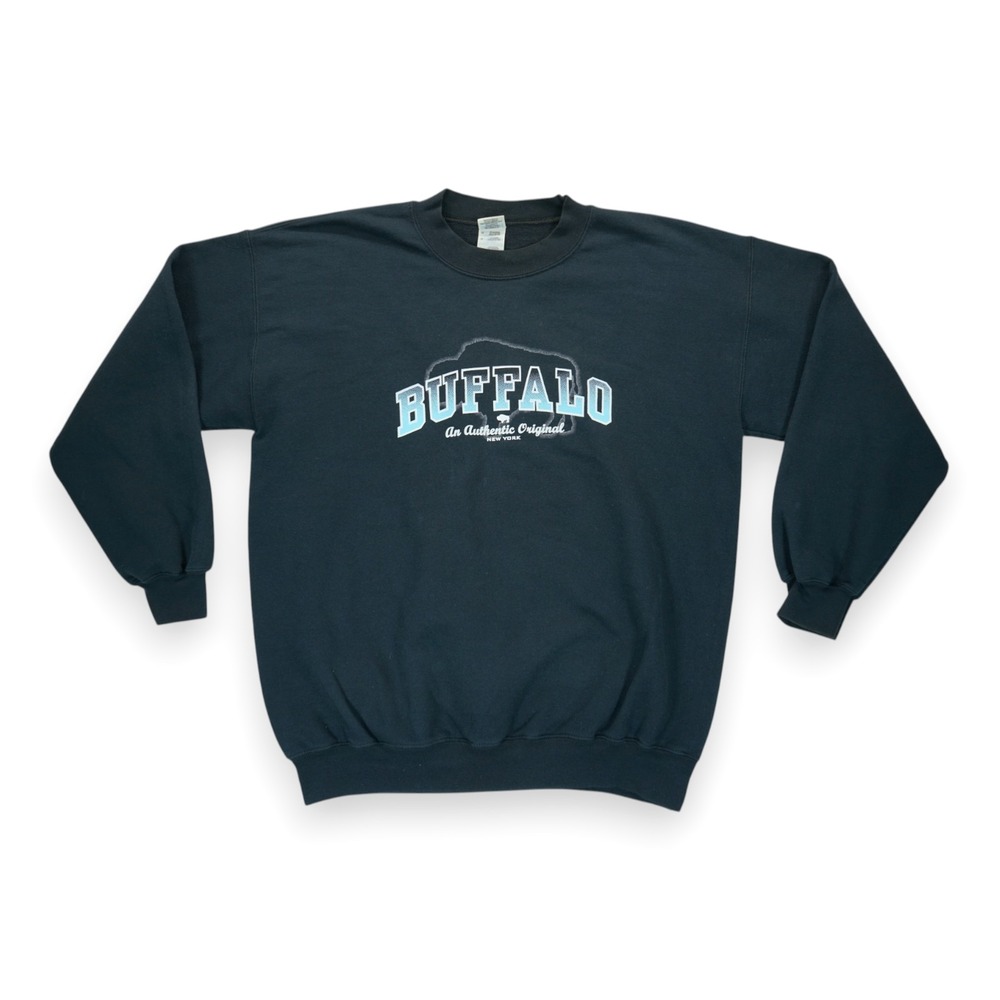Gildan Ultra Blend Sweatshirt Men's Buffalo Crewneck Pullover Fleece Large